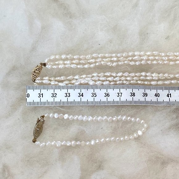 Genuine Freshwater Seed Pearl, Rice Pearl Triple Strand Necklace &  Bracelet Set - Picture 8 of 8